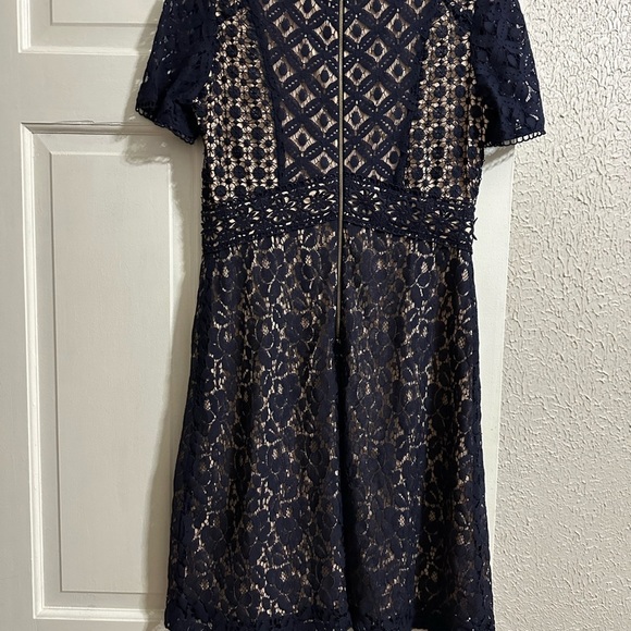 Sangria Midi Elegant Fit and Flare Lace overlay dress in Navy, 10 - Picture 8 of 8